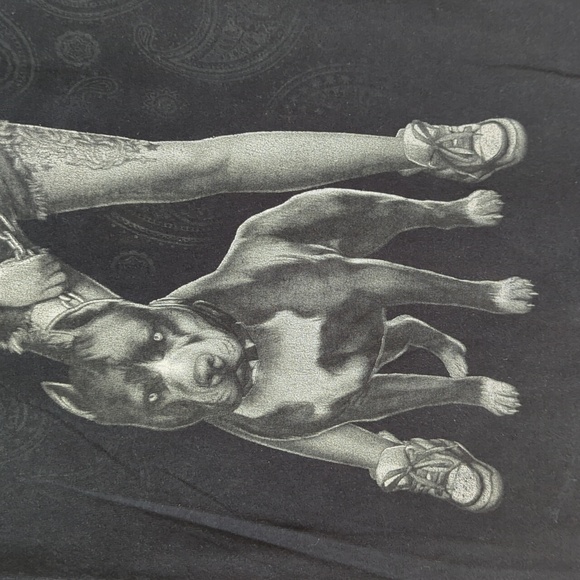 Sugar Skull Tattoo Woman with Pit Bull Short Sleeve T-Shirt Small Unisex - Picture 3 of 13